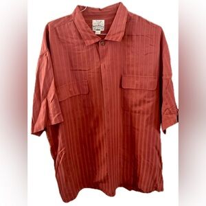 TOMMY BAHAMA RELAX Melon Silk Button Down Shirt, Size XL